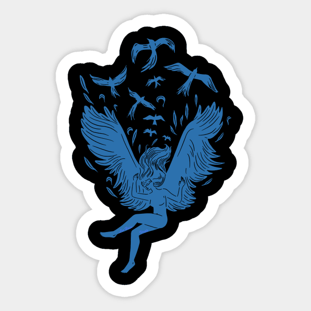 Falling Angel III Sticker by Lees Tees